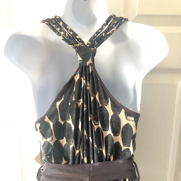 Charlie Jade Navy Tan Braided Pocket Tie Dress - Picture 3 of 6